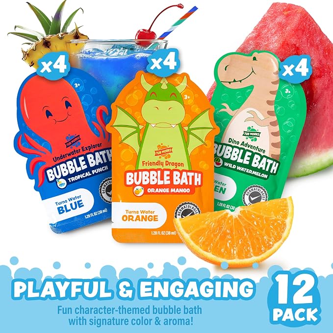Tub Works® Magical Kids Bubble Bath, Variety 12 Pack | Creates Colorful Water & - Image 4