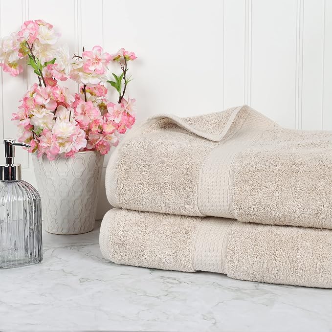 SUPERIOR Egyptian Cotton Pile Bath Sheet Set of 2, Ultra Soft Luxury Towels - Image 3