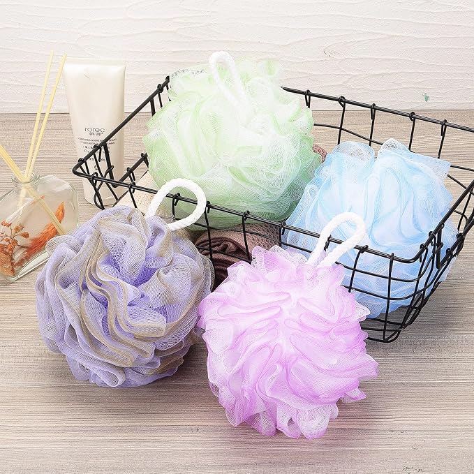 Tbestmax 4 Pack Bath Sponge Pouf Shower Loofah Body Scrubber Exfoliator - Image 7