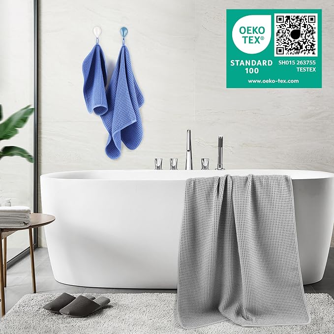 POLYTE 430 GSM Microfiber Quick Dry Lint Free Oversize Bath Towel Set, 6 Piece - Image 3