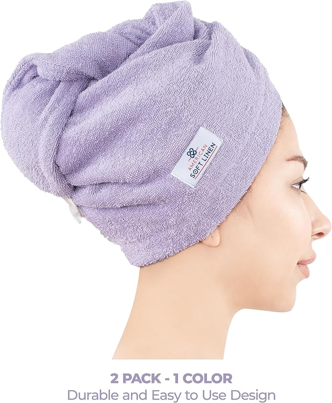 American Soft Linen 100% Cotton Hair Towels - Image 2