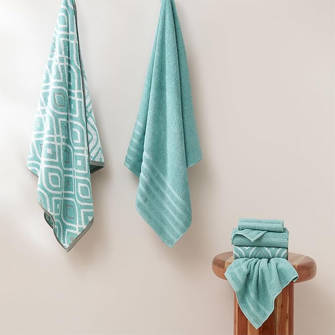 Modern Threads Classic Diamond 6-Piece 100% Cotton Towel Set – Yarn Dyed - Image 2