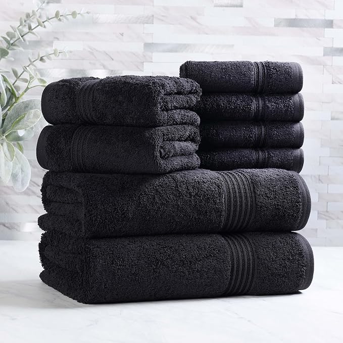 Superior Egyptian Cotton 8-Piece Towel Set, Guest Bath Decor Essentials by SUPERIOR