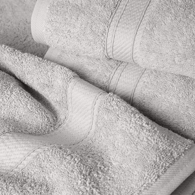 SUPERIOR Solid Egyptian Cotton Towel Set, Washcloths 13” x 13”, Hand Towels 20” - Image 3