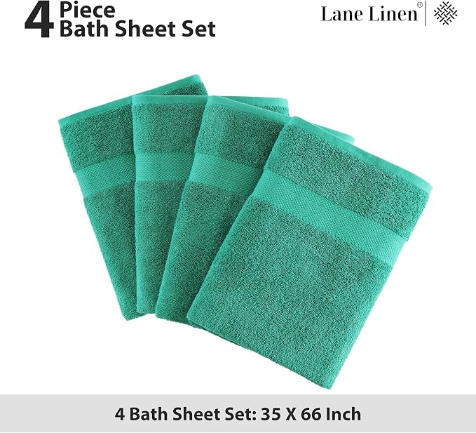 LANE LINEN 100% Cotton Oversized Bath Towels Set of 4 - Image 5