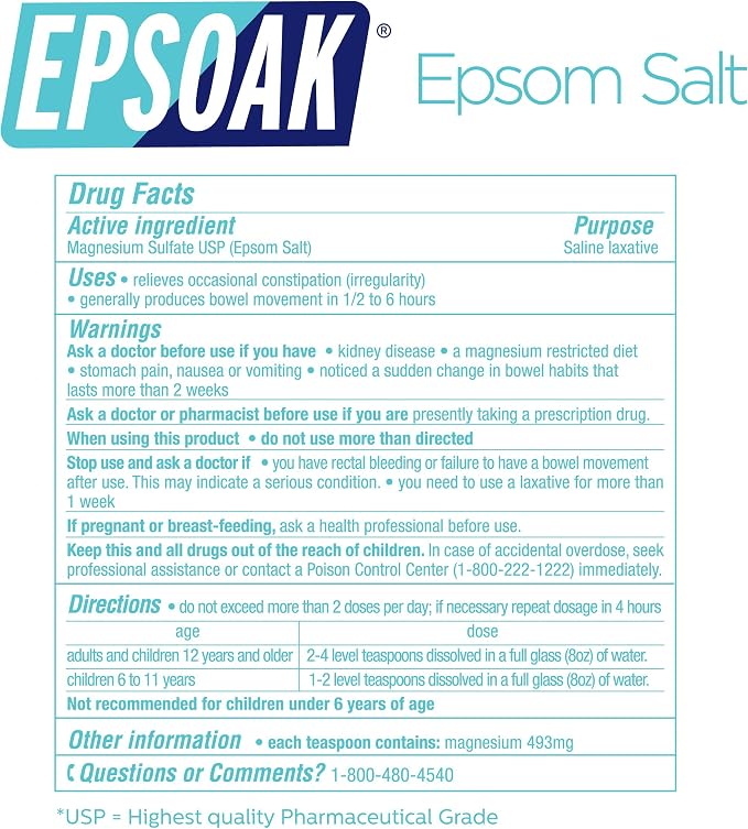Epsoak Epsom Salt 38 lb. Magnesium Sulfate USP. Resealable Epsom Salt Bag - Image 8