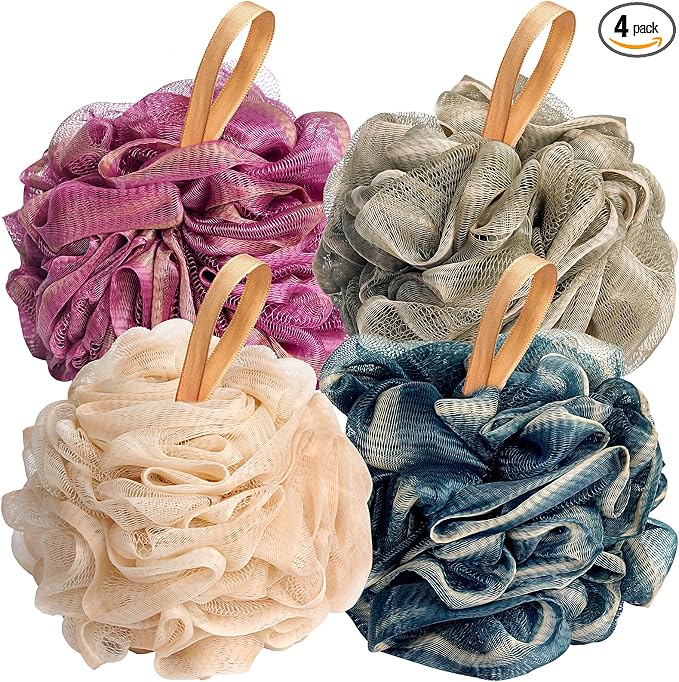 Fishent Loofah Bath Sponge Shower Loofahs, 4 Pack 50g Soft Loofa Exfoliating by Fishent