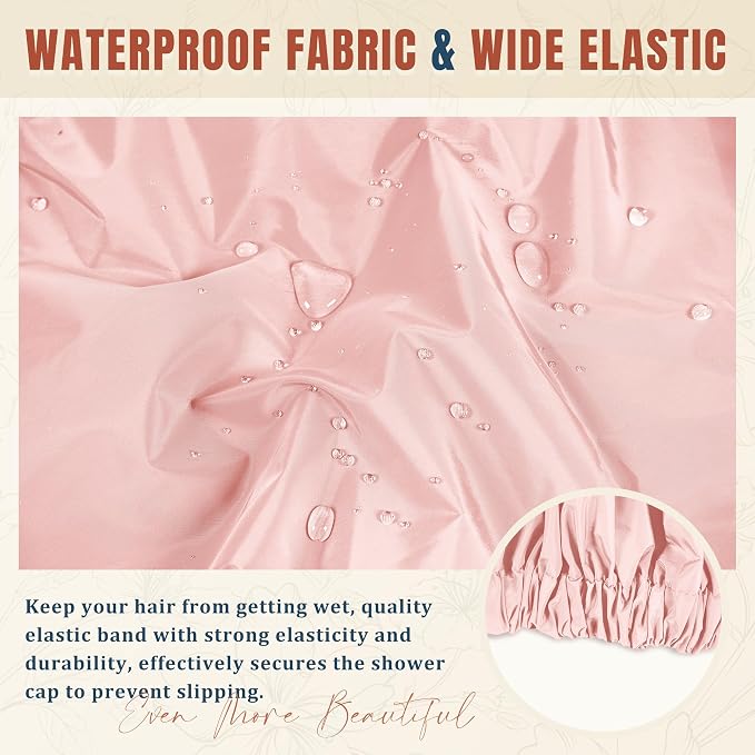Reusable Shower Cap for Women, Large Waterproof Shower Bonnet - Image 6