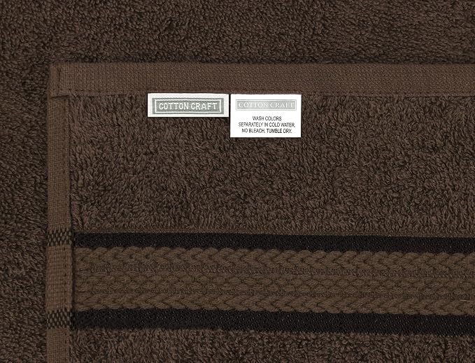Cotton Craft - 12 Pack - Ultra Soft Extra Large Wash Cloths 12x12 Chocolate - - Image 3