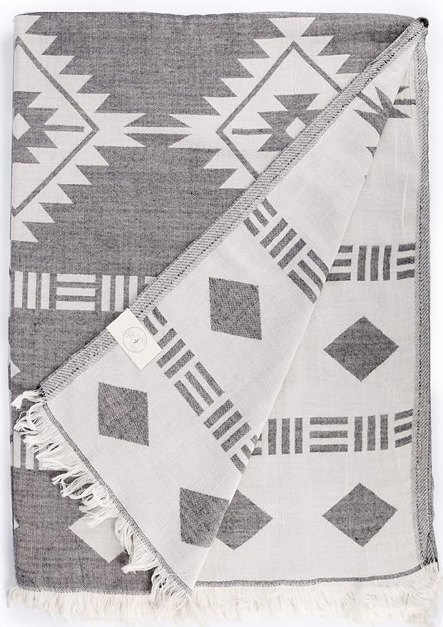 Bersuse 100% Cotton Belize XL Throw Blanket Turkish Towel Beach Blanket by Bersuse