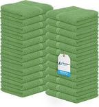 Avalon Towels Cotton Washcloths 24-Pack – 12 x 12 Inch Sage Green Super Soft & by AvalonTowels