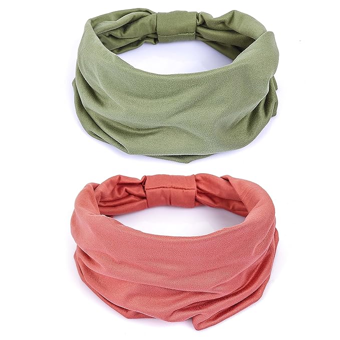 GiLi 2 Pack Wide Headbands for Women Boho African Knotted Non Slip Fashion Hair by GiLi
