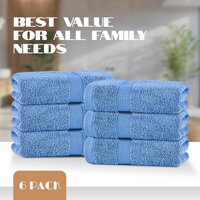 White Classic Light Blue Hand Towels - Image 4