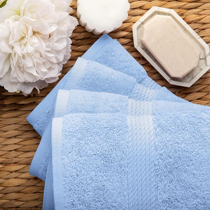 SUPERIOR Egyptian Cotton Pile Hand Towel Set of 4, Ultra Soft Luxury Towels - Image 4
