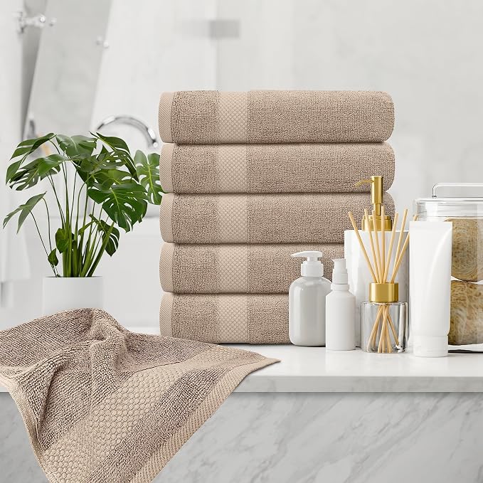 White Classic Luxury Taupe Hand Towels - Image 6