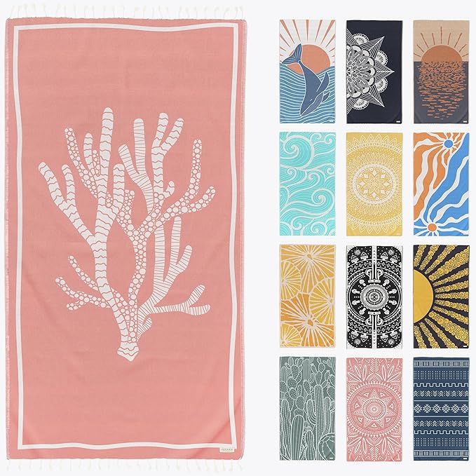 FESHKA Sand Proof Turkish Beach Towel – Oversized, Quick Dry & Lightweight by FESHKA