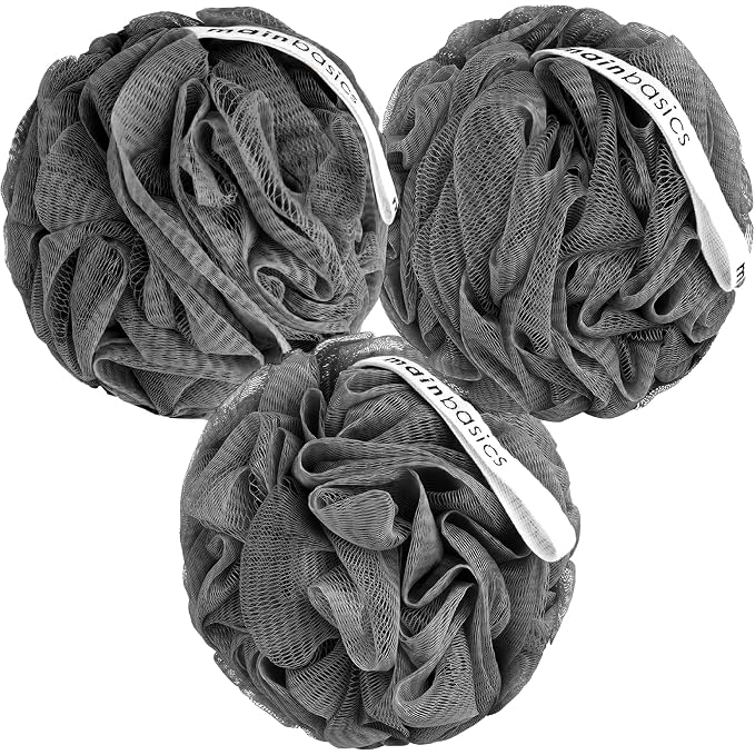 MainBasics Charcoal Infused Bath Shower Loofah Sponge Pouf Body Wash Scrubber by MainBasics