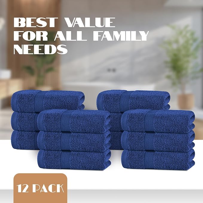 White Classic Navy Blue Hand Towels - Image 4