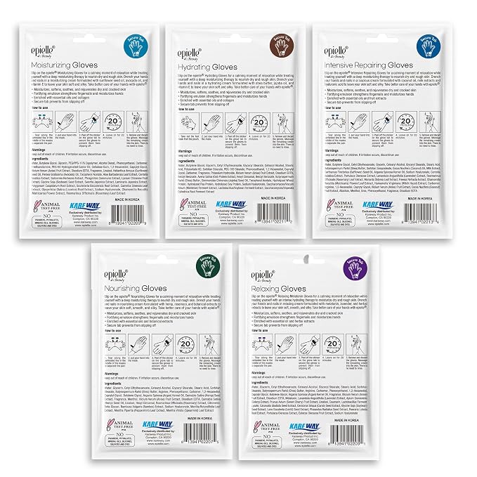 Epielle Assorted Hand Mask 5 Pairs, Deep Moisturizing Gloves - Image 7