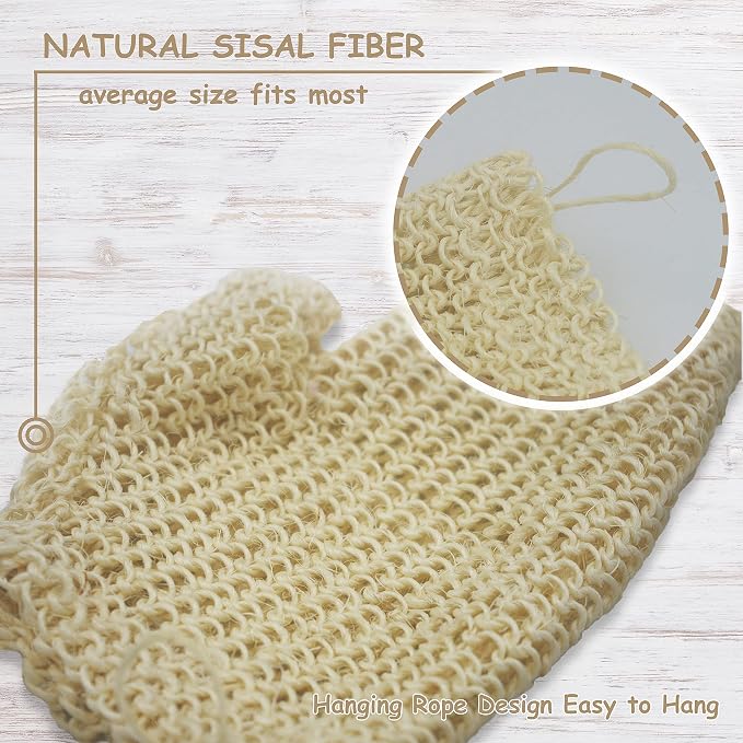 Classic Natural Sisal Bath Spa Shower Scrubber Sponge Fiber Glove Mitt Soften - Image 3