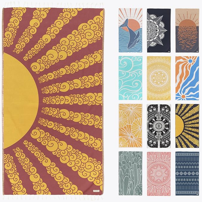 FESHKA Sand Free Turkish Beach Towel Quick Dry Bath Towel, Oversized Beach by FESHKA