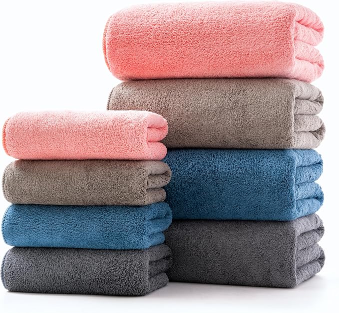 Lumimi 8-Piece Soft Microfiber Towel Set Incredibly Absorbent Lightweight Quick by Lumimi