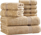 Superior Egyptian Cotton 8-Piece Towel Set, Guest Bath Decor Essentials - Image 2