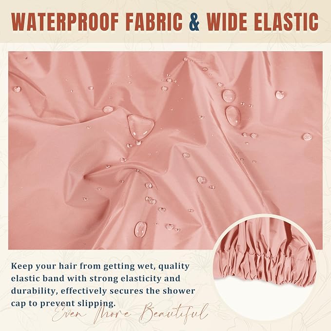 Reusable Shower Cap for Women, Large Waterproof Shower Bonnet - Image 6