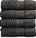 NY Loft 100% Cotton 4 Pack Bath Towels, Dark Grey, OEKO-TEX Certified, Machine by NYLoft