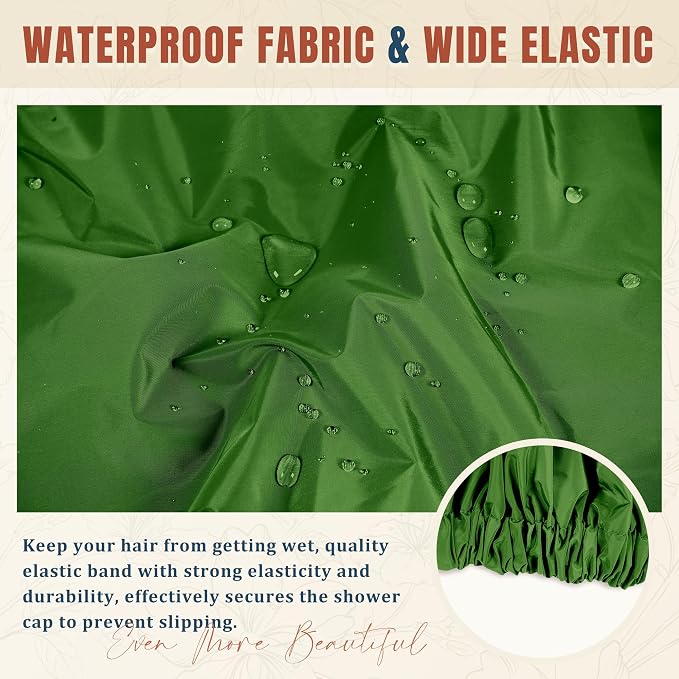 Reusable Shower Cap for Women, Large Waterproof Shower Bonnet - Image 6