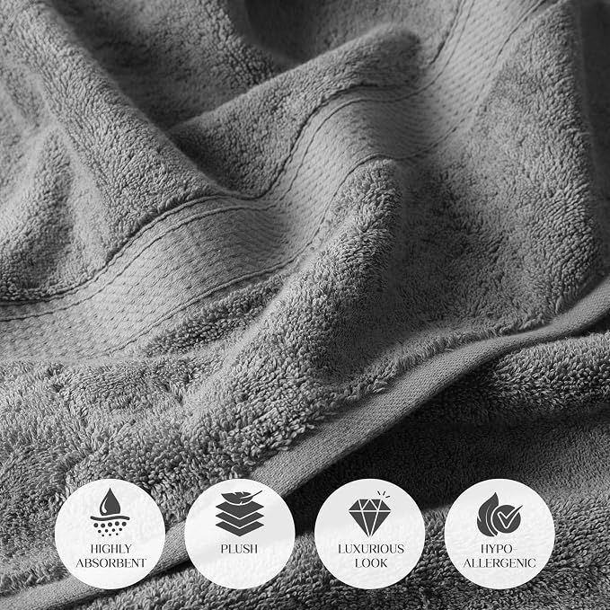 SUPERIOR Egyptian Cotton Pile Bath Towel Set of 2, Ultra Soft Luxury Towels - Image 7