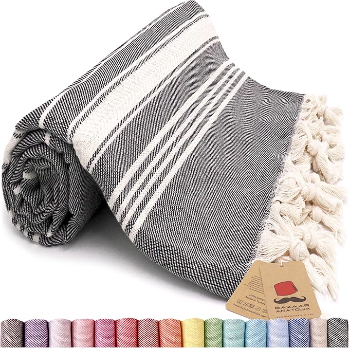 Bazaar Anatolia Turkish Beach Towel – 100% Cotton, Quick Dry, Sand Free Towel by BazaarAnatolia