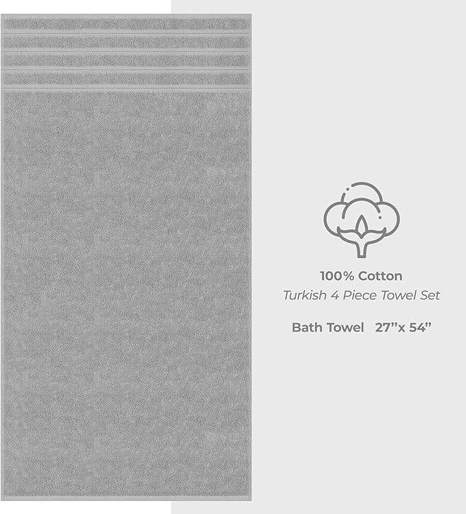 American Soft Linen Luxury 4 Piece Bath Towel Set, 600 GSM 100% Cotton Turkish - Image 4