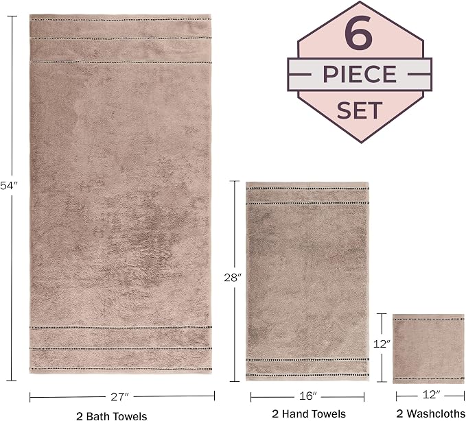 Lavish Home 6 Piece Bathroom Towels Set - Image 3