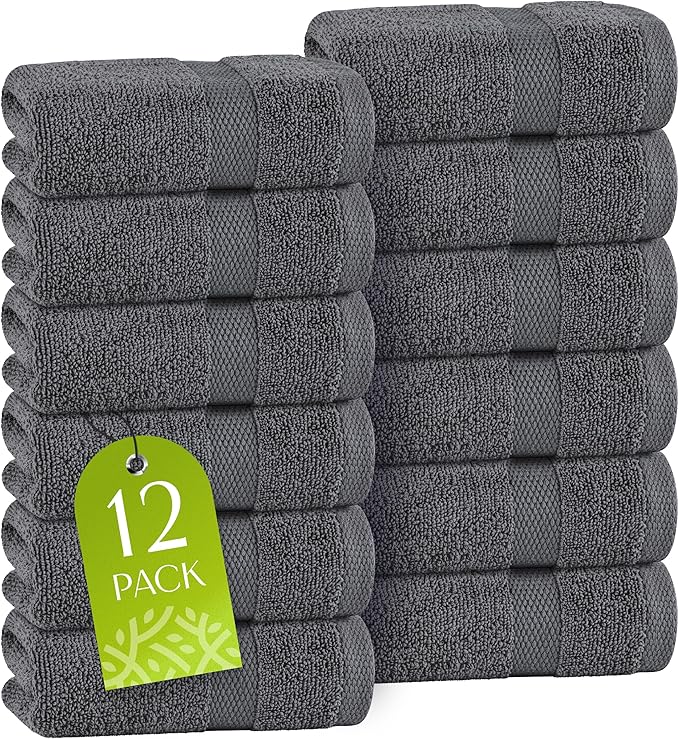 White Classic Dark Gray Washcloths Set by WhiteClassic