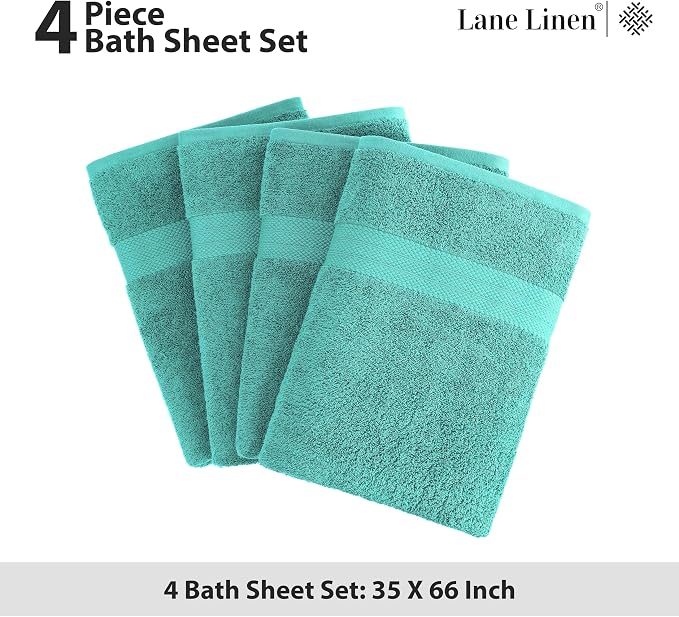 LANE LINEN 100% Cotton Premium Bath Sheets Set of 4 - Image 5