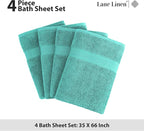 LANE LINEN 100% Cotton Premium Bath Sheets Set of 4 - Image 5