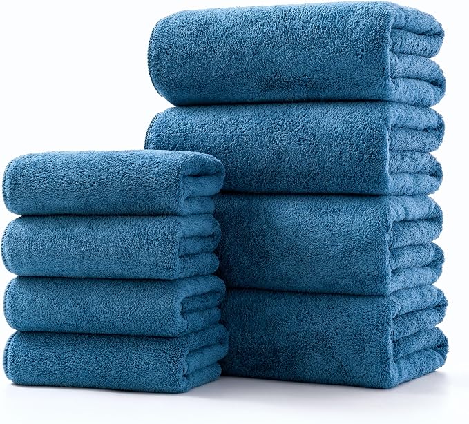 Lumimi Towel Set of 8 Very Soft Microfiber 4 Bath and 4 Hand Towels Quick Dry by Lumimi