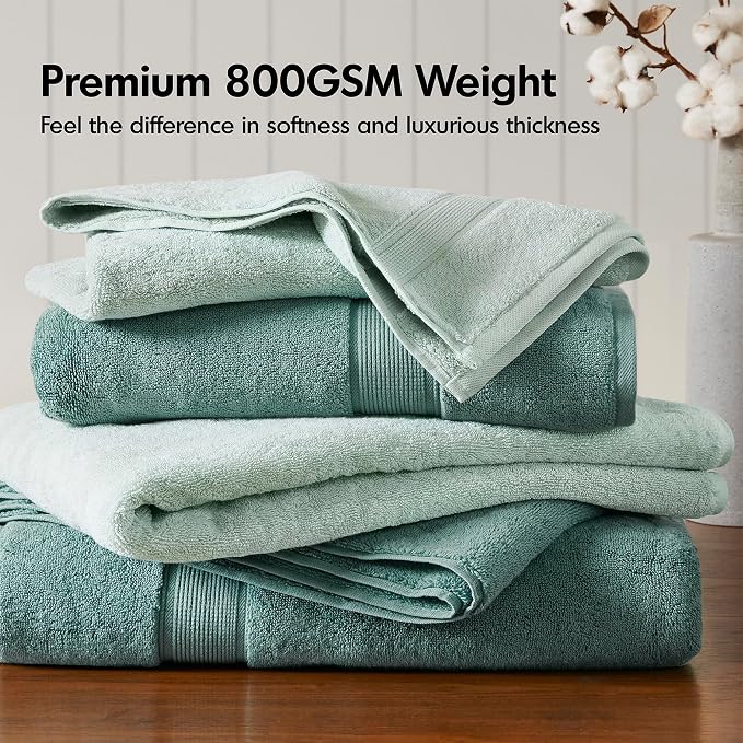 Madison Park 800GSM Bathroom Towel Set of 8 100% Cotton Bath Towel Set - Image 2