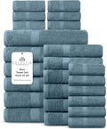 100% Cotton Bath Towel Set of 24-6 Bath Towels, 6 Hand Towels, 12 Wash Cloths by VillaCelestia
