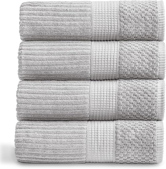 Springtree Home 100% Cotton Bath Towel Set of 4 | Super Soft & Absorbent by SpringtreeHome