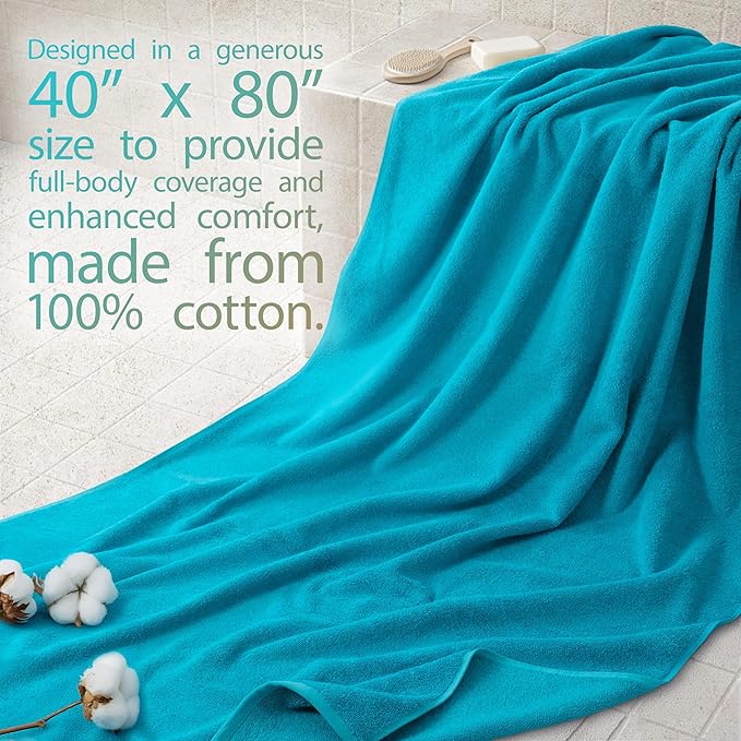 Cotton Paradise 100% Cotton 40x80 Oversized Bath Sheet, Extra Large Turkish - Image 2