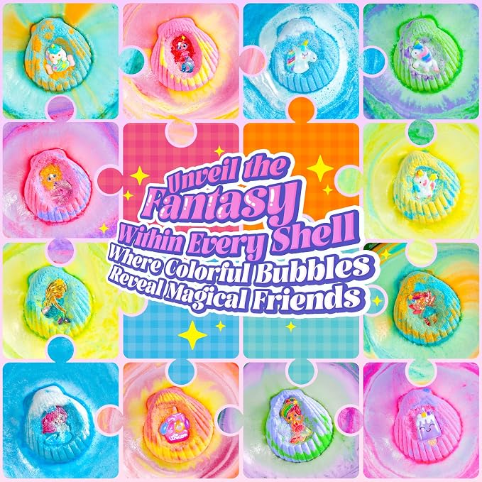 Shell Bath Bombs for Girls – 12 Pack Child-Safe Aromatherapy Bath Bombs - Image 7