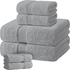 Light Gray Bath Towel Set of 6 by WhiteClassic