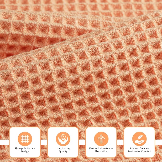 MICROFI Microfiber Waffle Bath Towels, 3 Pieces, Fast Drying, Lint Free - Image 2