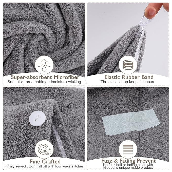 BEoffer Microfiber Hair Towel, 3 Packs Hair Turbans - Image 2