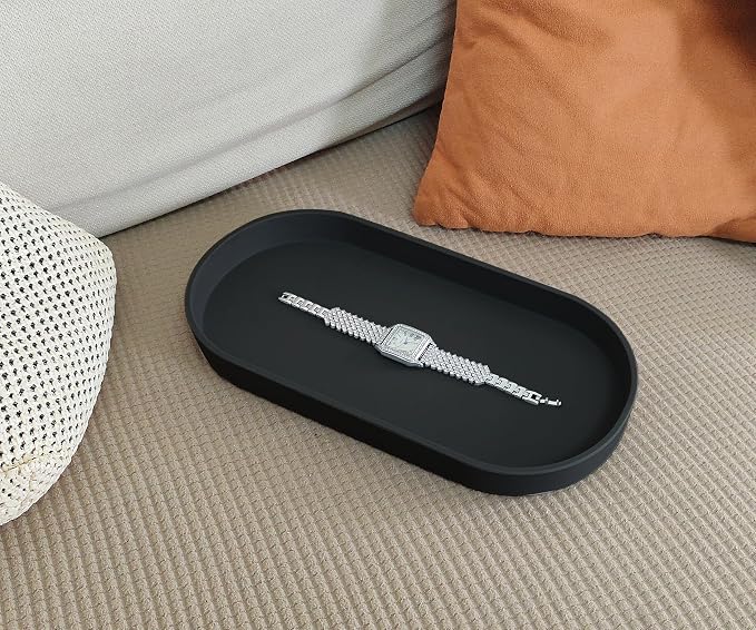 Black Small Tray, Oval Tray for Kitchen Counter, Bathtub Bathroom Vanity Items - Image 7