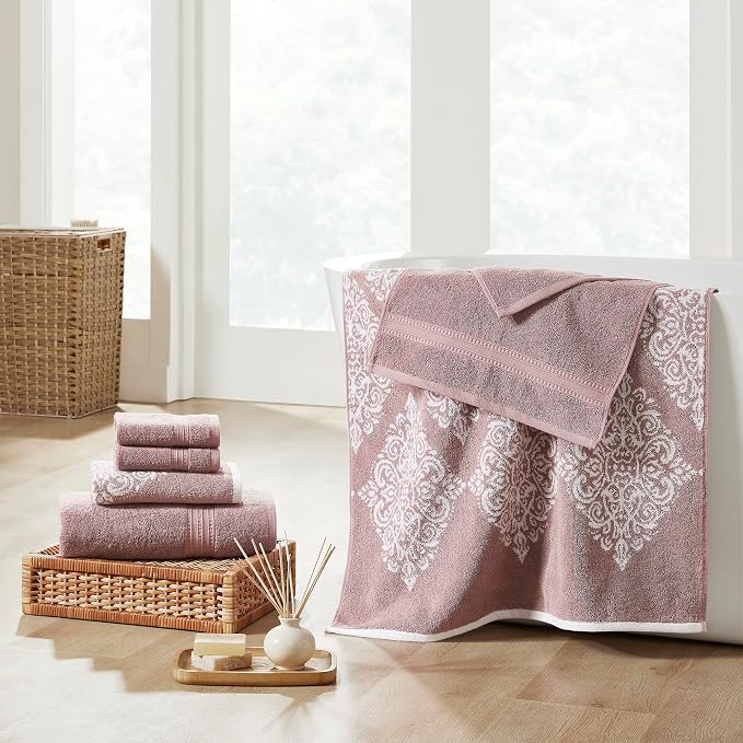 Modern Threads 6 Piece Reversible Yarn Dyed Jacquard Towel Set Artesia Damask - Image 2