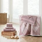 Modern Threads 6 Piece Reversible Yarn Dyed Jacquard Towel Set Artesia Damask - Image 2