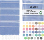 Cacala Lightweight and Thin Turkish Beach Towel 100% Cotton Sand-Free and by Cacala